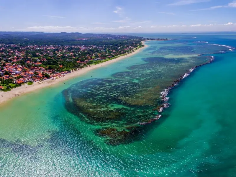 Vista aérea da Praia da Penha, na Ilha de Itaparica